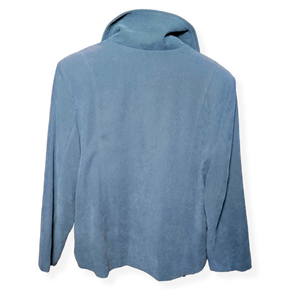 Vintage Blue Jacket  With Leopard Lining Size 16P Vintage Vest  Blazer Coat NWT - Picture 2 of 5